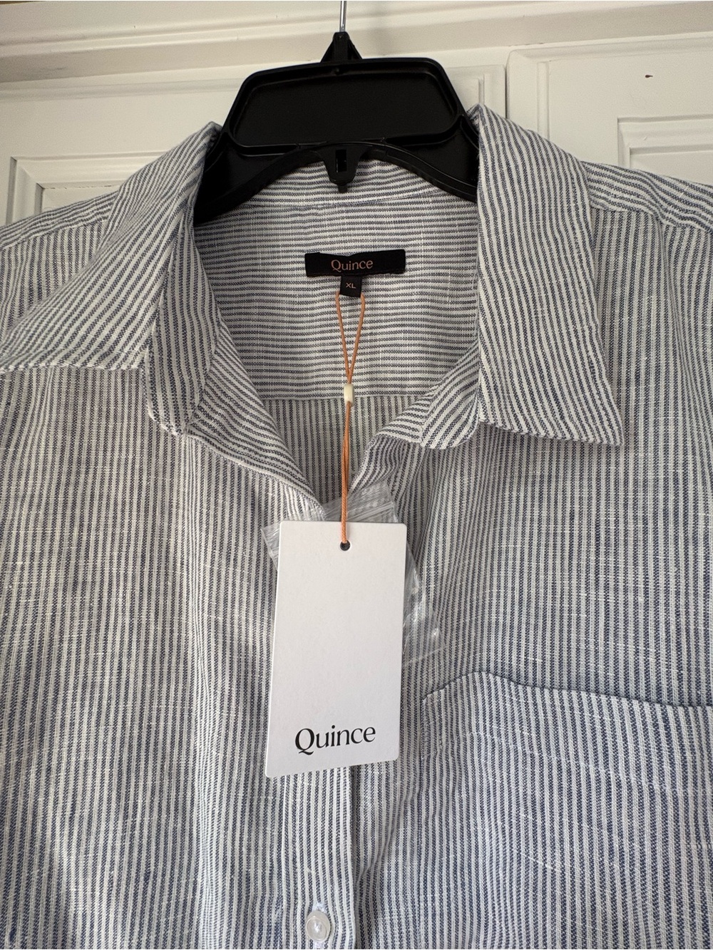 Quince Light Blue Striped Midi Shirt Dress - Picture 5 of 6
